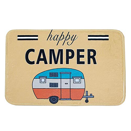 Product Cover Ownest Happy Camper Camping Door Mat,Entrance Outdoor/Indoor Floor Doormat Door Non Slip Mats Bathroom Kitchen Decor Rug 40cmx60cm