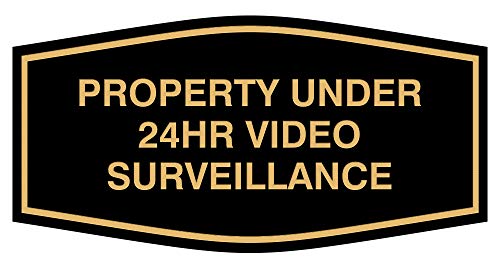 Product Cover Fancy Property Under 24Hr Video Surveillance Sign (Black/Gold) - Medium
