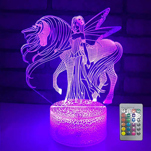 Product Cover Night Light 16 Colors Changing 3D Optical Illusion Bedside Lamps with Remote Best Gift Idea for Kids Room Décor or Birthday Gifts for Girls Women (Unicorn New)