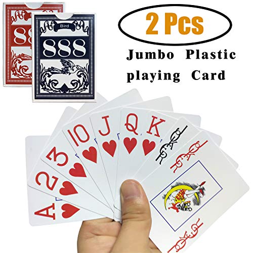 Product Cover Neasyth Waterproof Plastic Playing Cards,Jumbo Index, for Texas Hold'em, Blackjack, Pinochle, Euchre, for Pool Beach Water Games