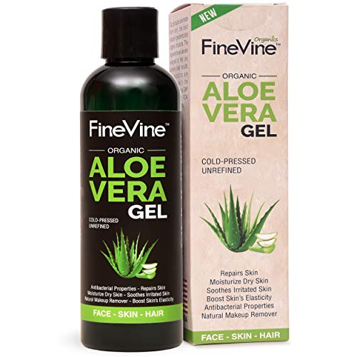 Product Cover Best Aloe Vera Gel - Made in USA - for Skin Burn, Sunburn, Acne, Razor Bumps, Psoriasis, Eczema, Face and Hair - Absorbs Fast with No Sticky Residue.