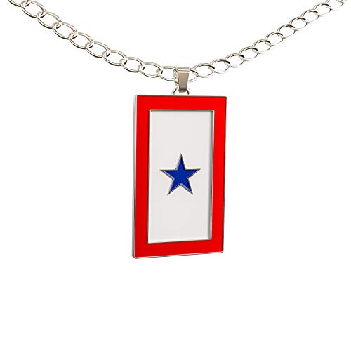 Product Cover Happy Kisses Blue Star Service Flag Necklace - Blue Star Mom Pendant- One, Two & Three Stars - Message Card (One Blue Star)