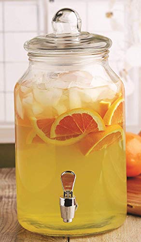 Product Cover Circleware 92008 Mason Jar Beverage Dispenser and Glass Lid, New Fun Party Entertainment Home & Kitchen Glassware Pitcher for Water, Juice, Beer, Punch, Iced Tea, Cold Drinks, 1 Gallon, Charming