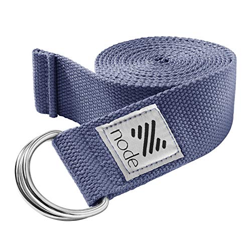 Product Cover Node Fitness 8′ Premium Woven Cotton Blend Yoga Strap with D-Ring Buckle for Stretching - Royal Blue