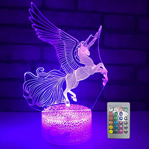 Product Cover Unicorn Night Light, 3D Optical Illusion Night Lamp for Kids Room Décor,Perfect Birthday Gifts for Kids Women Girls with Remote 16 Colors Adjustable by eTongtop (Horse)