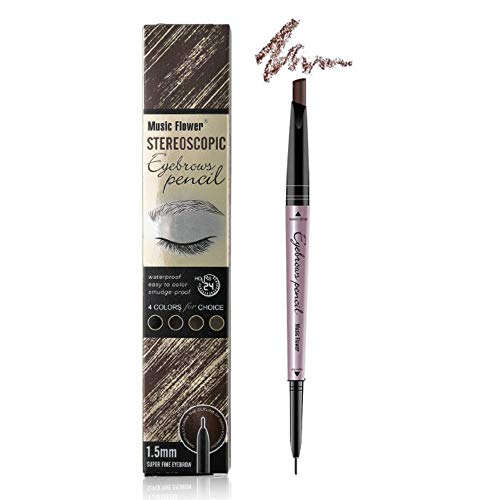Product Cover Music Flower Eyebrow pencil with Dual Ends, Eyebrow pen Brow Pencil Dark Brown