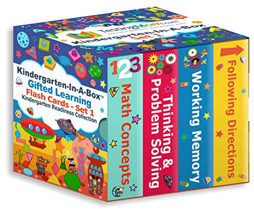 Product Cover Gifted Learning Flash Cards Bundle - Kindergarten-in-A-Box - Math Concepts, Thinking & Problem Solving, Working Memory, Following Directions (Set 1)