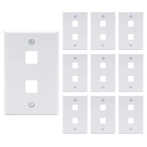 Product Cover VCE 10 Pack 2-Port Keystone Wall Plate for Keystone Jack and Modular Inserts- White UL Listed