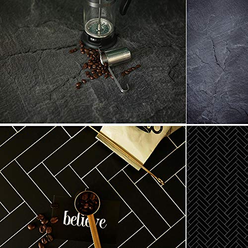 Product Cover Evanto 23X35 Inch (58X88cm) 2-in-1 Black Slate Background Food Photography Backdrops for Foodies, Photographers, Bloggers, Menu, Poster or Magazine Shooting and Video