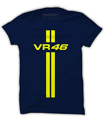 Product Cover Quote Marshals MotoGP Valentino Rossi VR46 Navy Blue Cotton T-Shirt for Men's M