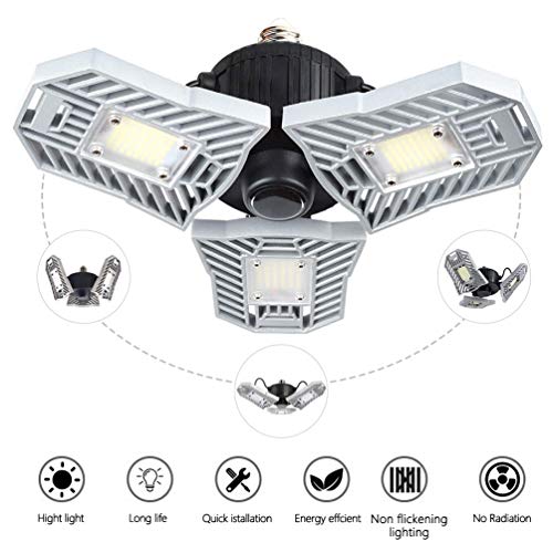 Product Cover Led Garage Lights,Deformable Lamp, Ceiling lights Fixture,Led Light Bulbs 60w,6000 lumens,Shop Lights For Garage,Work Light (NO Motion Activated)