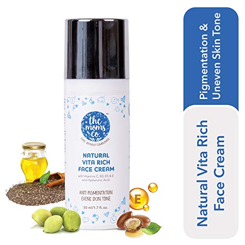 Product Cover The Moms Co. Natural Vita Rich Face Cream | Reduces pigmentation, fine lines, uneven skin tones | Kakadu Plum, Arbutin and Argan Oil (50 ml)