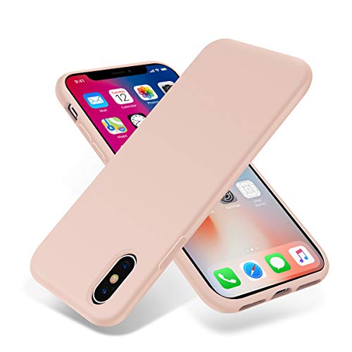 Product Cover OTOFLY iPhone Xs Case/iPhone X Case,Ultra Slim Fit iPhone Case Liquid Silicone Gel Cover with Full Body Protection Anti-Scratch Shockproof Case Compatible with iPhone X/XS,Pink