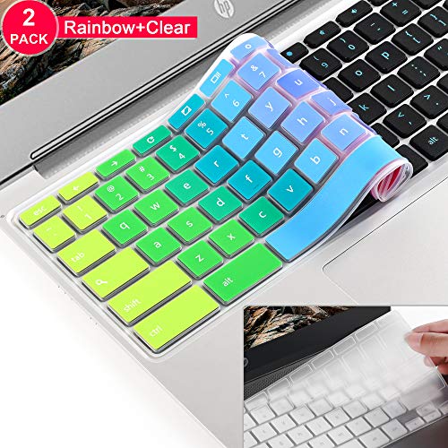 Product Cover [2 Pack] for ASUS Chromebook 11.6 13.3 Keyboard Cover Skin,ASUS Chromebook 13 Keyboard Protector Skin Cover, ASUS C214MA C213SA,C223 C202SA C200 C200MA C201 C201PA,C300 C300MA C300SA C301(Rainbow)