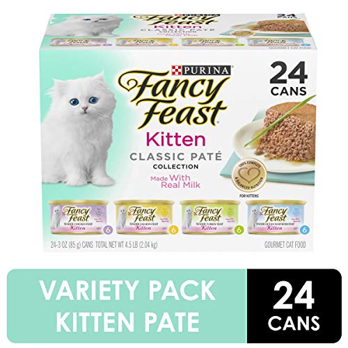 Product Cover Purina Fancy Feast Grain Free Pate Wet Kitten Food Variety Pack, Kitten Classic Pate Collection, 4 flavors - (24) 3 oz. Boxes