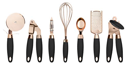 Product Cover COOK With COLOR 7 Pc Kitchen Gadget Set Copper Coated Stainless Steel Utensils with Soft Touch Black Handles ...