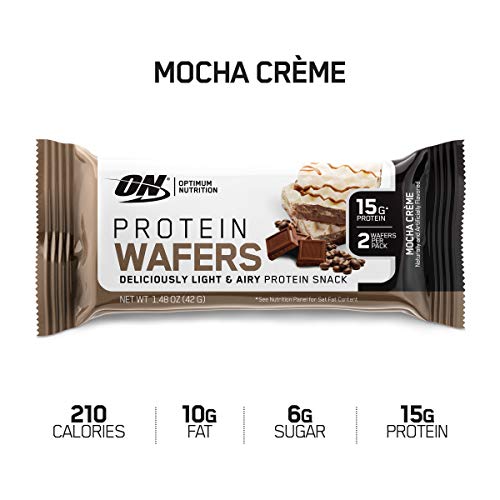 Product Cover New! OPTIMUM NUTRITION High Protein Wafer Bars, Low Sugar, Low Fat, Low Carb Dessert, Flavor: Mocha, 9 Count