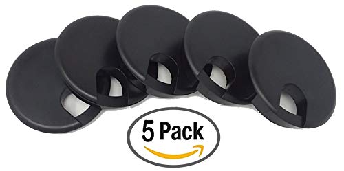 Product Cover Desk Grommet w/Cover for 2.5 Inch hole. Black Plastic 5 pack for Cable Management