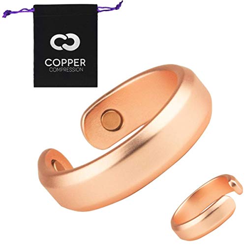 Product Cover Copper Ring for Arthritis by Copper Compression - 99.9% Pure Copper + Magnetic Therapy Relief Ring for Men + Women. Magnet Therapy Jewelry Rings for Arthritis, Carpal Tunnel, Fingers, Thumb (Small)