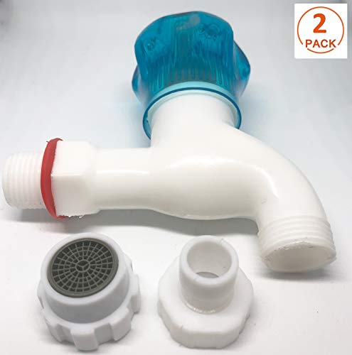 Product Cover Impoda PVC Washing Machine Bib Cock Tap with PVC Flange and Water Saving Adapter 1/2 Inch Thread/for Bathroom washbasin Out Side Garden (2)
