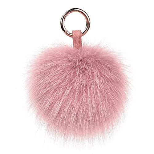 Product Cover Genuine Fox Fur Pom Pom Keychain Bag Purse Charm large Fluffy Fur Ball Keychains