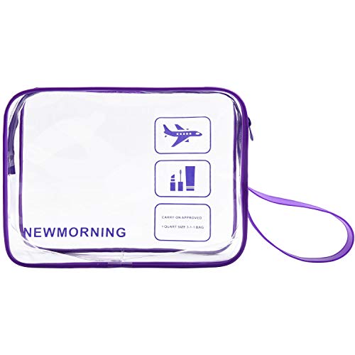 Product Cover Travel Accessories TSA Approved Bag Travel Clear Toiletry Bag Quart Size 3-1-1with Zipper For Airline Cosmetic Bag Small luggage Travel Bag For liquids,Toothbrush,Razor.etc For Men/Women/Child.Purple