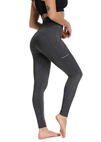 Product Cover Olacia Yoga Pants with Pocket High Waisted Tummy Control Workout Leggings, Dark Heather Grey, Small