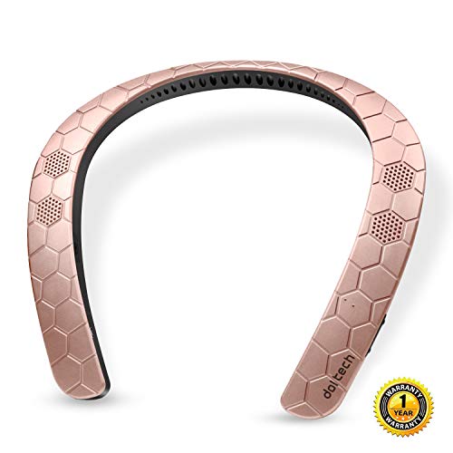 Product Cover Wearable Speaker, Doltech Bluetooth Neckband Speaker, Hands-Free 3D Sound Phone Calls, Built-in Mic, Portable Wireless Speaker for iPhone, Android(Rose Gold)