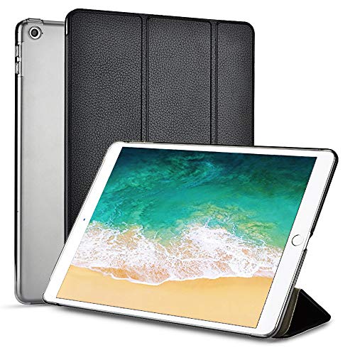Product Cover Moonlux Case for iPad 9.7 2018/2017,Superfine Fiber Trifold Adjustable Stand with Auto Sleep/Wake Function,Translucent Frosted Back Cover Compatible for Apple iPad 9.7 A1893 A1954 A1822 A1823,Black
