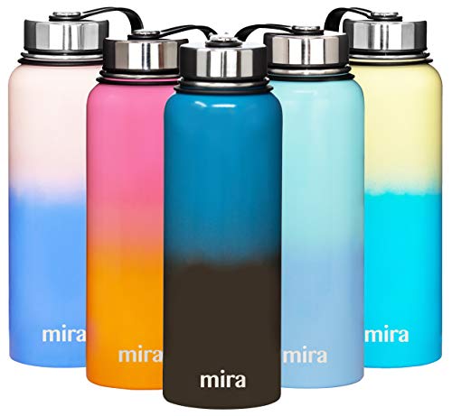 Product Cover MIRA Insulated Stainless Steel Large Water Bottle | Vacuum Insulated Wide Mouth Thermos Flask | Keeps Water Stay Cold for 24 Hours, Hot for 12 Hours | Metal Bottle BPA-Free Cap | Blue Lava | 40 oz