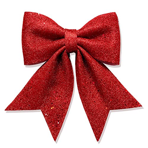 Product Cover Vesil Large Red Glitter Ribbon Bow Tie Christmas Tree Party Decorations Xmas Decor Wreath Ornaments, 10