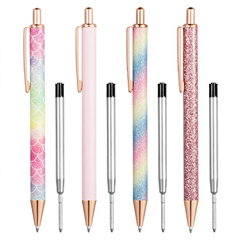Product Cover Ballpoint Pens, 4 PCS Retractable Pen Black Ink Medium Point (1.0mm) Click Ball Pens Rose Gold Office Supplies for Men, Women, Students, Business