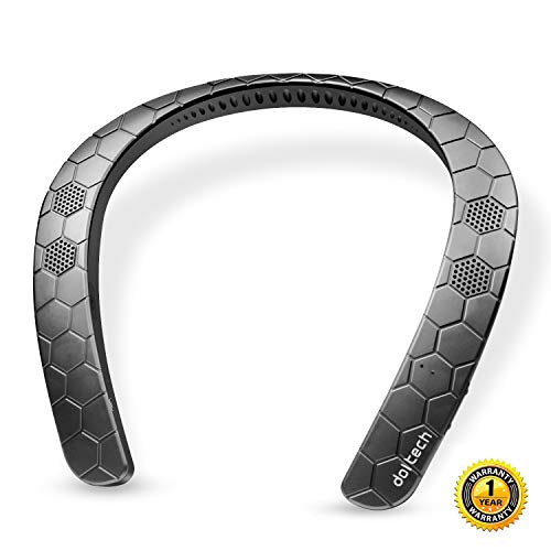 Product Cover Wearable Speaker Doltech Bluetooth Neckband Speaker,3D Sound Hands-Free Phone Calls,Built-in Mic, Portable Wireless Speaker for iPhone, Android(Black)