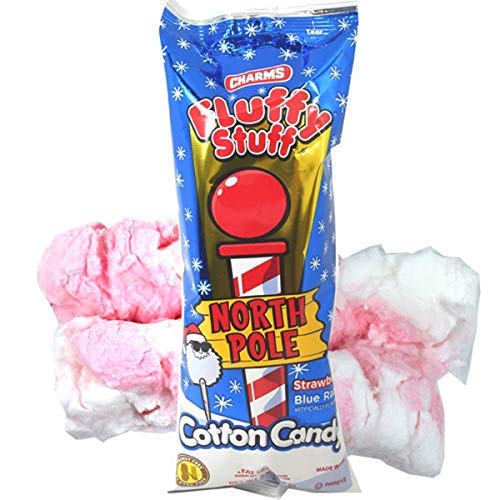 Product Cover Fluffy Stuff North Pole Strawberry and Blue Razz Flavored Cotton Candy, 2 oz, Pack of 2