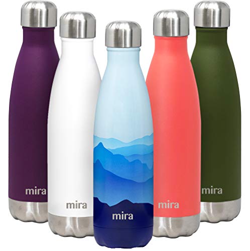 Product Cover MIRA 17 Oz Insulated Reusable Water Bottle | Stainless Steel Double Walled Vacuum Insulated Cola Shape Thermos Flask | 24 Hours Cold, 12 Hours Hot | Cap | Metal Sports Bottle | Blue Mountain