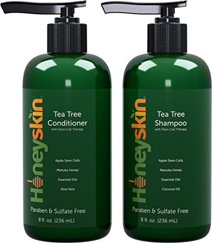 Product Cover Tea Tree Oil Shampoo Conditioner Set - Manuka Honey, Stem Cell & Coconut - Dandruff & Scalp Acne Treatment - Soothes Itchy Scalp & Deep Conditioner - Paraben & Sulfate Free - Made in USA (8oz)