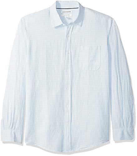 Product Cover Amazon Essentials Men's Regular-Fit Long-Sleeve Linen Cotton Pattern Shirt