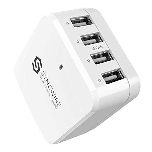 Product Cover Syncwire USB Charger 48W 4Port - Multiple USB Wall Charger with Foldable Plug Travel Adapter for iPhone 11 XS Max X XR 8 7 6s 6 Plus SE 5 5s 5c, iPad, iPod Samsung, LG, Nexus, HTC, Tablet and More