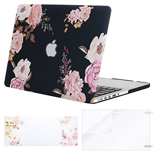 Product Cover MOSISO Case Only Compatible with Older Version MacBook Pro 15 inch A1398 with Retina Display (2015 - end 2012 Release),Plastic Pattern Hard Shell&Keyboard Cover&Screen Protector, Pink Peony
