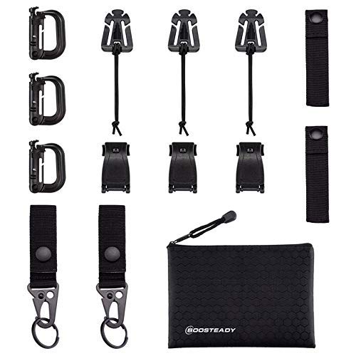 Product Cover BOOSTEADY Kit of 13 Attachments for Molle Bag Tactical Backpack Vest Belt,D-Ring Grimlock Locking, Web Dominator Elastic Strings & Buckle,4