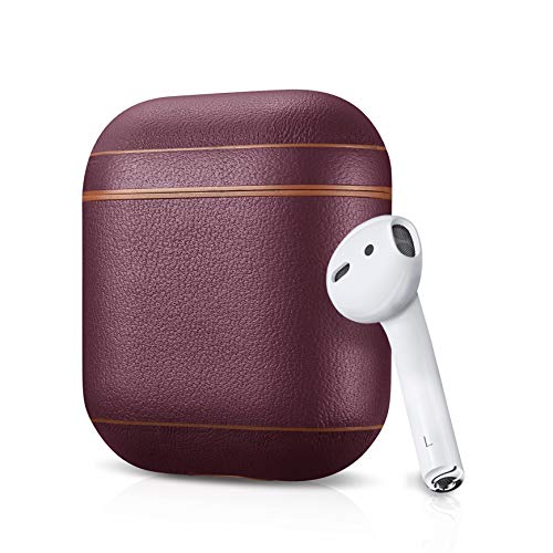 Product Cover Leather Case for Apple AirPods, Designer Series - Air Vinyl Design, Protective Case Cover (Maroon/Brown)