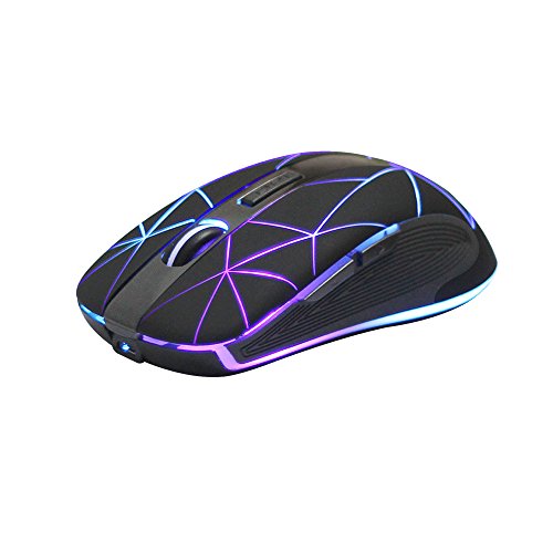 Product Cover Rii RM200 Wireless Mouse,2.4G Wireless Mouse 5 Buttons Rechargeable Mobile Optical Mouse with USB Nano Receiver,3 Adjustable DPI Levels,Colorful LED Lights for Notebook,PC,Computer-Black