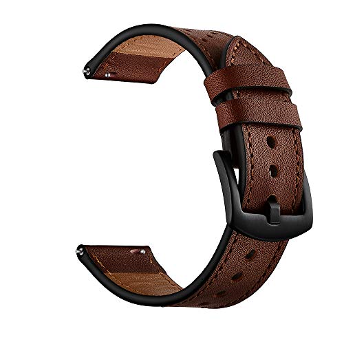 Product Cover OXWALLEN Quick Release Leather Soft Strap, 22mm Watch Band fit Samsung Galaxy Watch 46mm, Gear S3 Classic/Frontier, Fossil Men's Gen 5/4/ 3, Some Devices of Pebble,LG,ASUS, Vivoactive 4 -Coffee