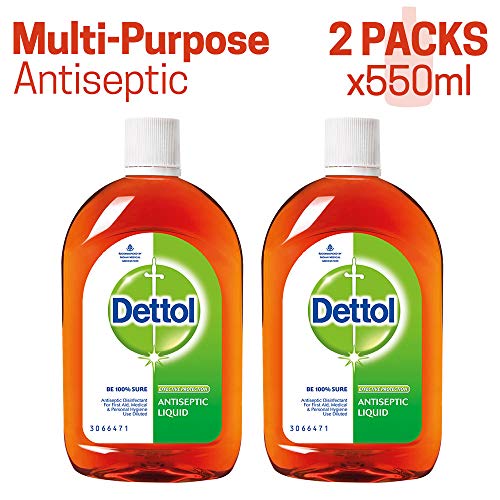 Product Cover Dettol Antiseptic Disinfectant liquid for First aid, Surface Cleaning and Personal Hygiene, 550ml Each (Pack of 2)