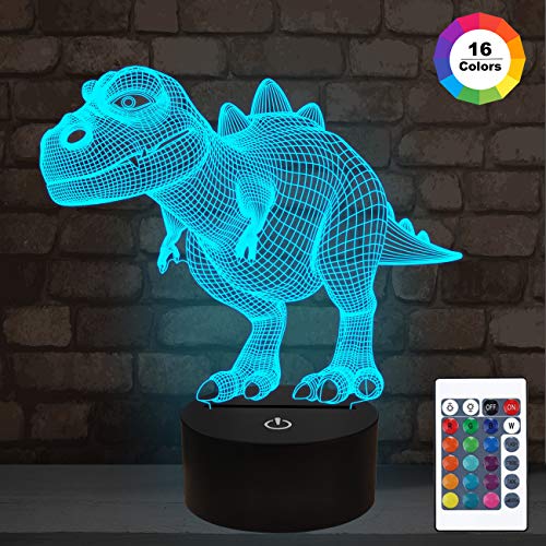 Product Cover FULLOSUN Night Light for Kids Dinosaur T-rex 3D Night Light Bedside Lamp 16 Colors Changing with Remote Control, Xmas Halloween Birthday Gift Toys for Child Baby Boy