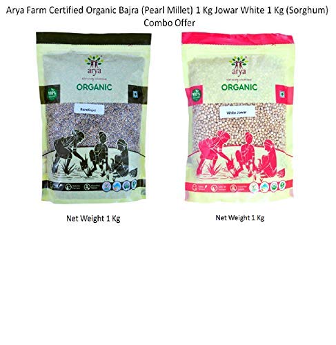 Product Cover Arya Farm Bajra (Pearl Millet) 1 Kg Jowar White 1 Kg (Sorghum) Combo