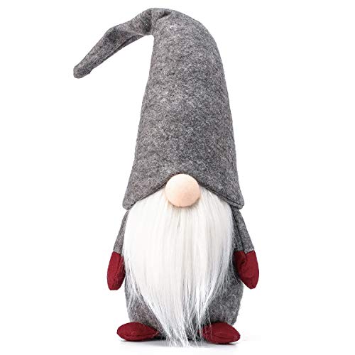 Product Cover Funoasis Holiday Gnome Handmade Swedish Tomte, Christmas Elf Decoration Ornaments Thanks Giving Day Gifts Swedish Gnomes tomte 16 Inches/Grey