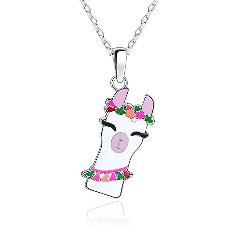 Product Cover Lanqueen Rainbow Design Llama Necklace for Little Girls Women Teens Kids Pendant Birthday Gift Fairytale Jewelry Adjustable 18+2 inch
