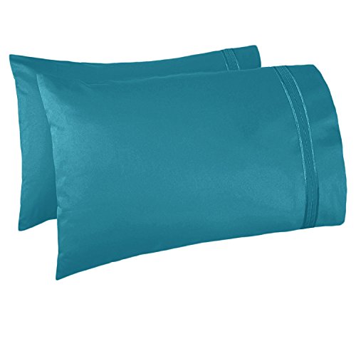Product Cover Nestl Bedding Set of 2 Premium Pillowcases - Luxury Super Soft 100% Double Brushed Microfiber, Hypoallergenic & Breathable Design, Soft & Comfortable Hotel Luxury - Standard/Queen - Teal