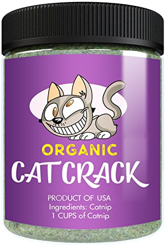 Product Cover Cat Crack Organic Catnip, Premium Safe Nip Blend, Infused with Maximum Potency Your Kitty Will be Sure to Go Crazy for (1 Cup)